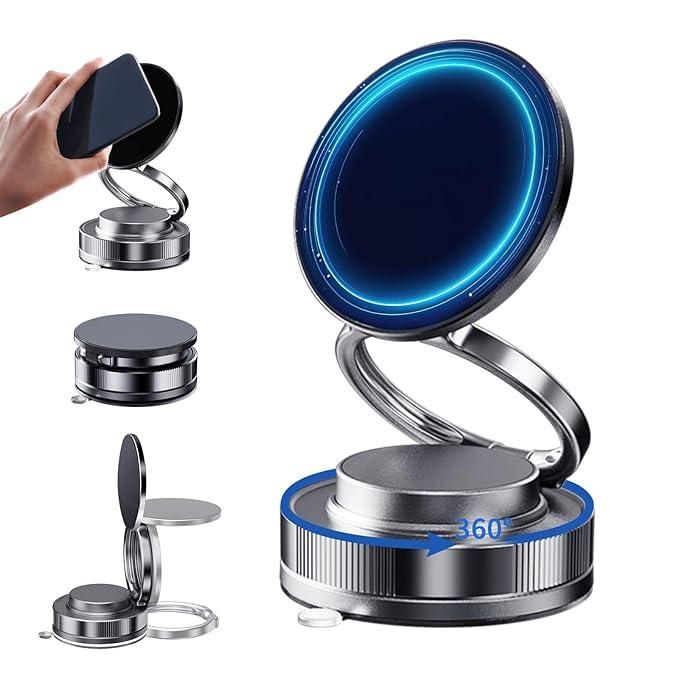 Ultra-Strong Magnetic Vacuum Phone Holder – Hands-Free Viewing Anywhere, for All Smartphones