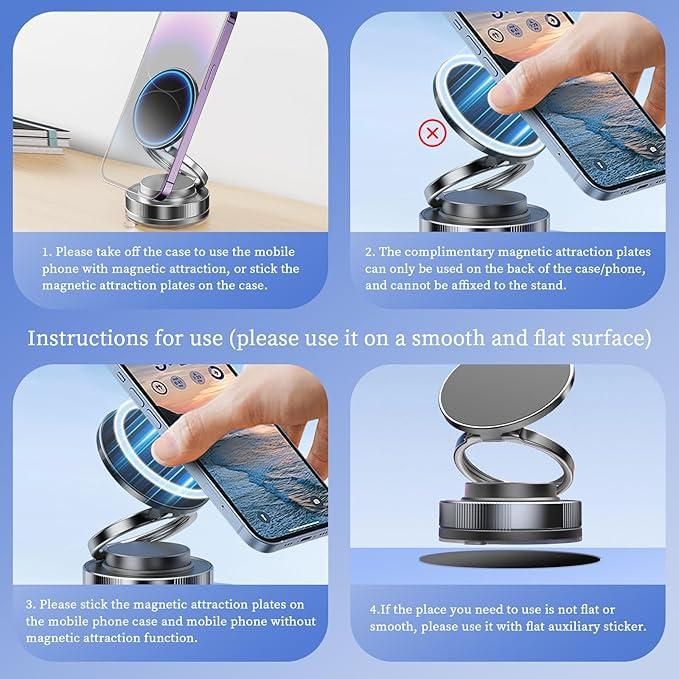 Ultra-Strong Magnetic Vacuum Phone Holder – Hands-Free Viewing Anywhere, for All Smartphones