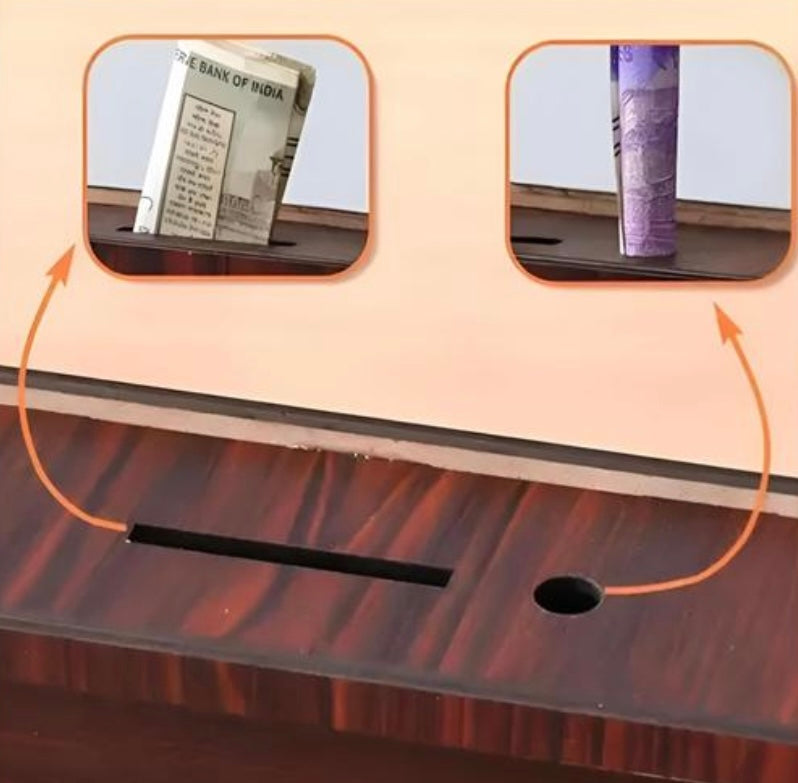 Smart Wooden ₹1 Lakh Savings Money Bank – Motivation Chart Piggy Bank for Adults & Kids