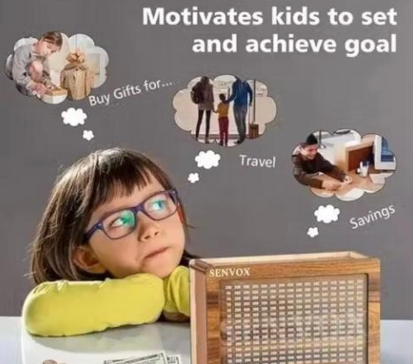 Smart Wooden ₹1 Lakh Savings Money Bank – Motivation Chart Piggy Bank for Adults & Kids